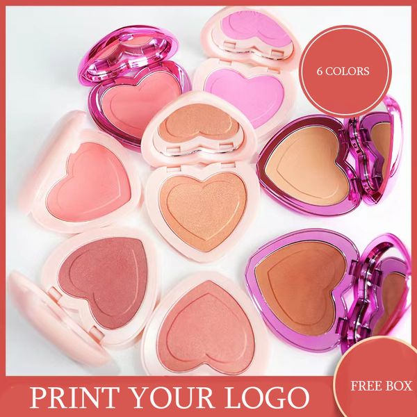 

wholesale custom face mineral pigment blusher powder brozer cosmestics professional highlighter palette makeup heart blush contour shadowblu