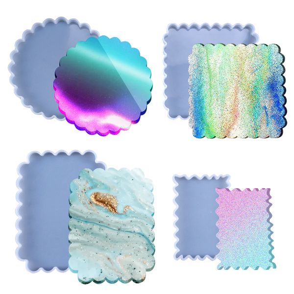 

wave coaster resin casting molds round square rectangle silicone epoxy jewelry pendant agate making mould tool home diy