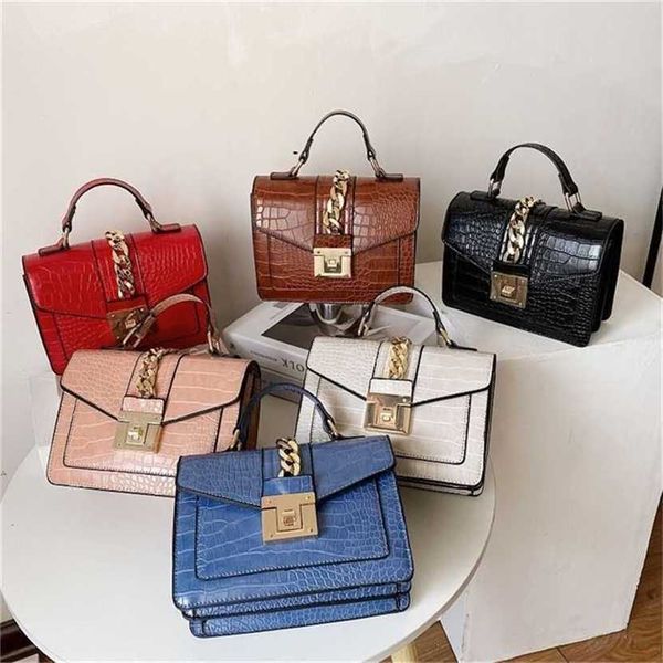 

60% off 2023 designer bag simple crocodile women's buckle portable single stone pattern messenger