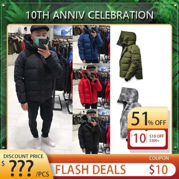 

mens designer 100%cotton down coat parka winter down jacket fashion men women overcoat puffer jackets outerwear casual hip hop streetwear, Black