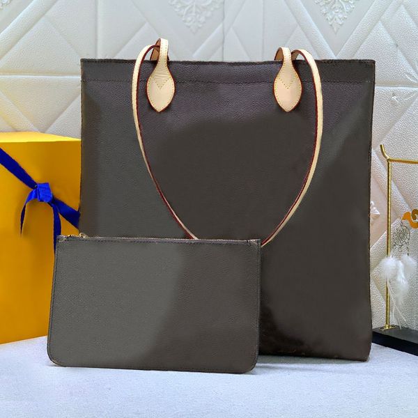 

old flower tote bag women handbag purse classic letter print shopping bags removable zippered clutch travel carrying cowhide long handle two