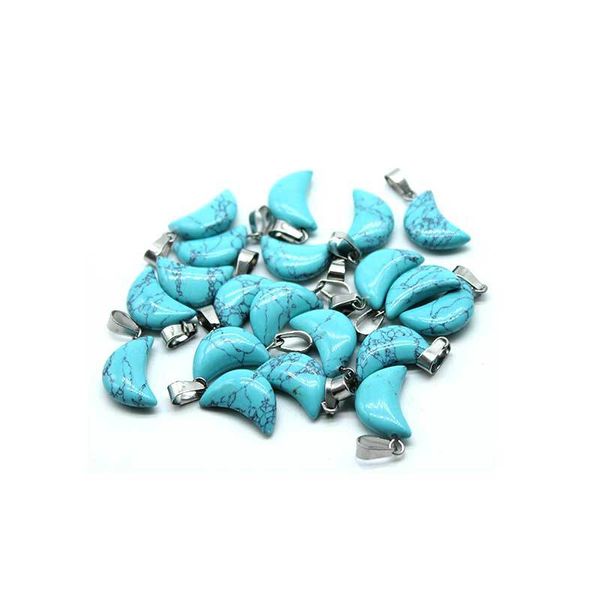

fashion assorted healings crystal stone charms pendants for necklaces chakra reiki bulk for jewelry making turquoise stones, Silver