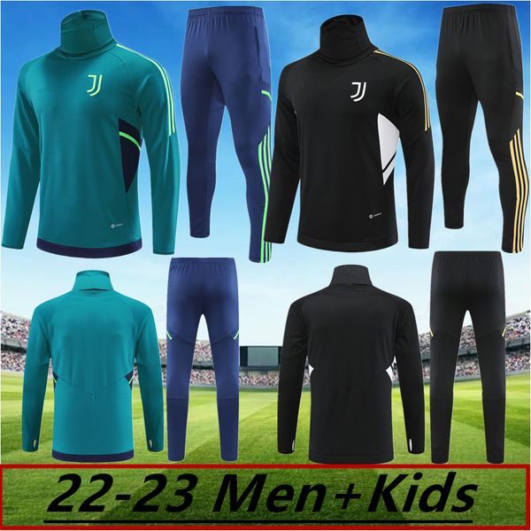 

22 23 juventus football training jersey turtleneck pogba di maria bonucci vlahovic mckennie 2022 2023 men's & kids tracksuit shirt chie, Black