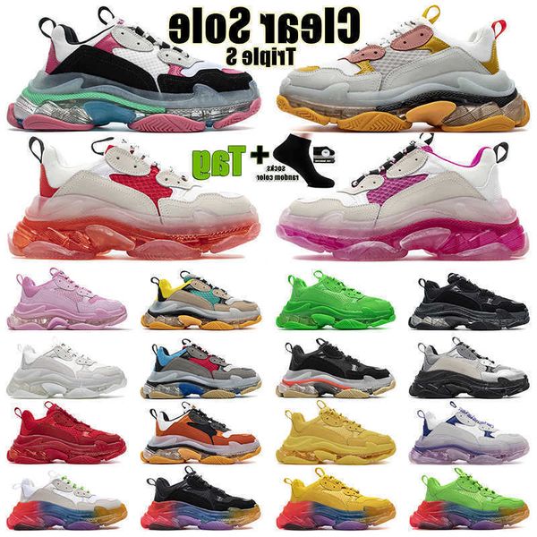 

shoes designer triple-s clear sole triple s casual mens women platform black pink neon green gym red blue white men