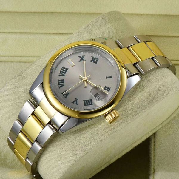 

watch for womens automatic auto date watchs dress 2813 movement gold stainless steel sapphire glass luminous couples style classic wristwatc, Slivery;brown