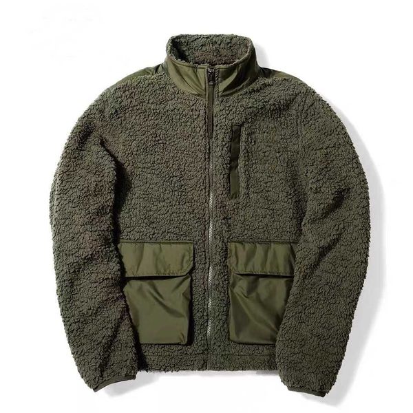 

men's jackets autumn and winter stand-collar north fleece jacket thickened warm design coat outdoor sportswear lamb wool coats double f, Black;brown