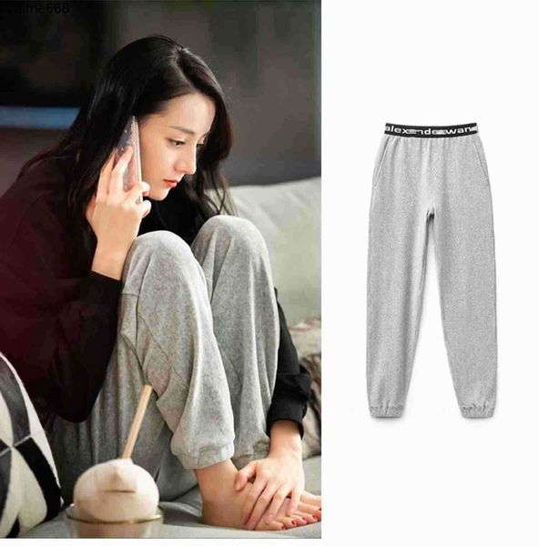 

women's designer pants new corduroy letter rubber band small alexanders feet casual pants women autumn wangs, Black;white