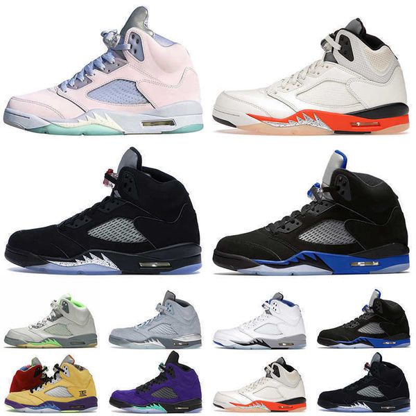 

shattered backboard 5 5s men basketball shoes easter bluebird green bean racer blue raging bull alternate grape sports sneakers mens, Black