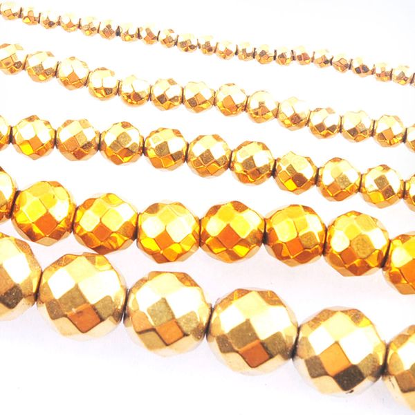 

wojiaer gold color faceted hematite materials stone loose beads for diy jewelry making earring accessories 15'' 2 3 4 6 8mm bl323, Black