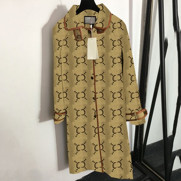 

full letters jacquard jackets personality button designer trench coat trendy long sleeve female coat outerwear, Black;brown
