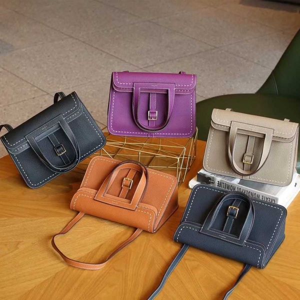 

low price leather herme fashion bags hazan stitch handmade halzan saddle horseshoe togo leather litchi pattern 25cm
