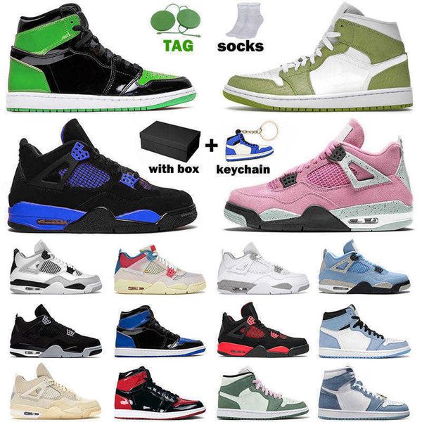 

jumpman 1 4 mens womens basketball shoes designer black royal 4s peach iv denim og dark mocha 1s panda mid dutch green sneakers