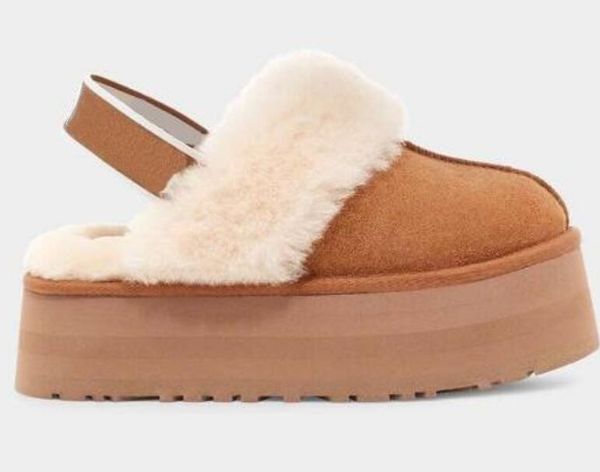 

designer women platform slippers boots real suede leather thick bottom fur booties cowboy winter warm shoes, Black