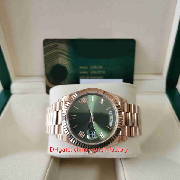 

ew factory mens watch super quality 40mm 228239 president green roman dial 18k rose gold watches cal.3255 movement mechanical automatic men&, Slivery;brown