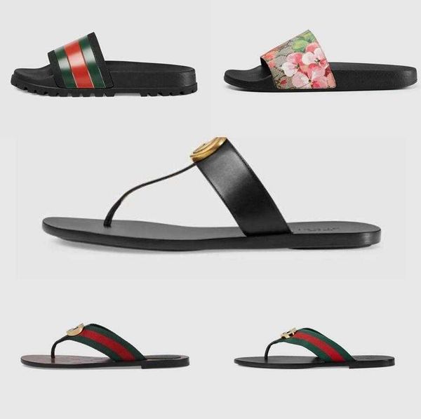 

2022 platform designer rubber slides sandal floral brocade fashion mens gear bottoms flip flops slippers striped womens sandals designers pi, Black
