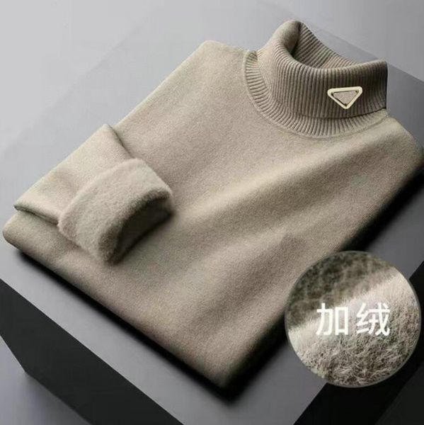 

new men's sweaters fashion casual men high collar plush luxury brand designer sweaters, White;black