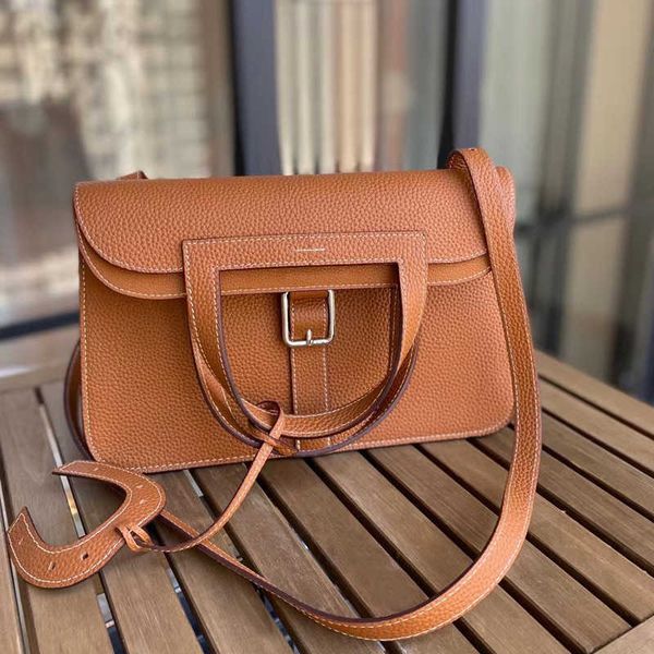 

low price leather herme fashion bags litchi pattern layer cow horseshoe business commuting white collar hand simple one shoulder briefcase