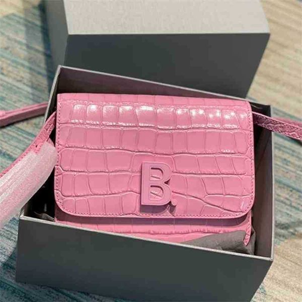 

handbags designer balencigas hourglass bag women'sbag summer b-button leather pink tofu small square single shoulder messenger