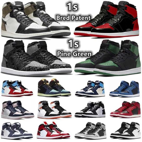 

1 1s mens basketball shoes sneakers grey fog yellow toe rebellionaire bred patent dark mocha marina blue bubble gum obsidian shadow men, Black