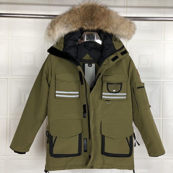 

2022 down jackets canadia 10 designer fashion parka waterproof windser advanced fabric thick doudoune with real wolf fur keep warm jacket co, Black