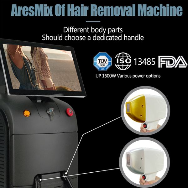 

high power laser 1600w triple wavelength 755 810 1064 permanent diode laser alexandrite hair removal machine, Black