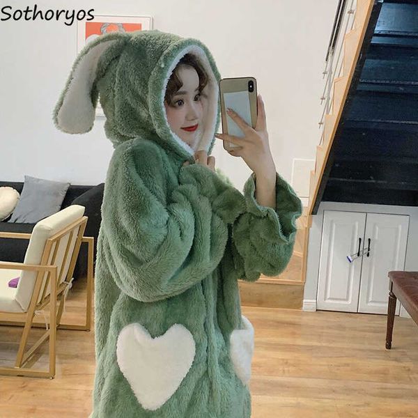 

women's sleep lounge women pajama sets coral fleece patchwork plus velvet thicker sleeping wear female warm sweet lovely ins chic korea