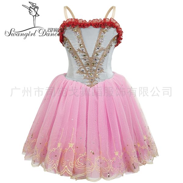 

gray pink professional ballet dress girls dance performance ballet costumes bt4161, Black;red