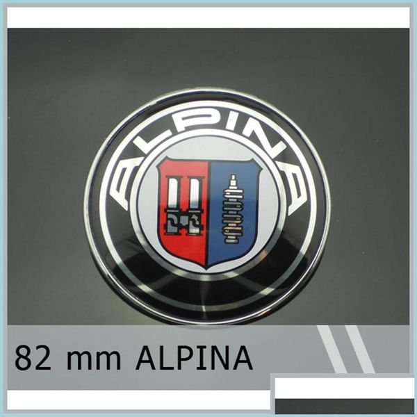 

car badges 20pcs/lot 82mm emblem badge for alpina chrome bonnet hood e9 e21 e28 e30 e46 e87 e90 drop delivery 2022 mobiles motorcycl dh5ez
