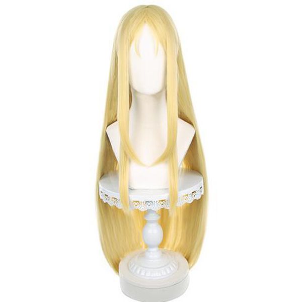 

2022 popular cosplay light gold mid length straight hair wig, Black