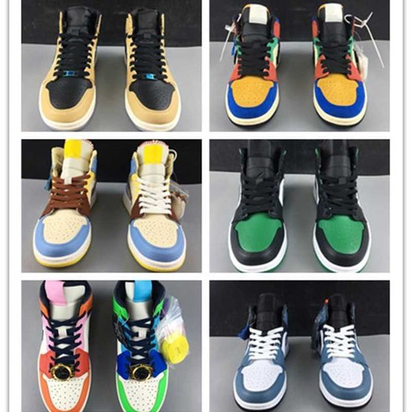 

wholesale new 1 og mid fearless wmns men basketball shoes designer 1s sneakers sports outdoor trainers size 36-46, Black