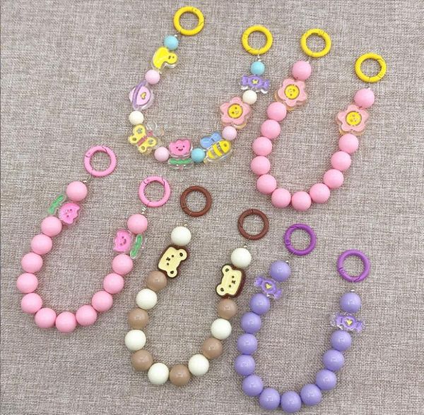 

big girl candy color beads diy jewelry phone accessory anti lost chain charm kids gifts, Red;brown