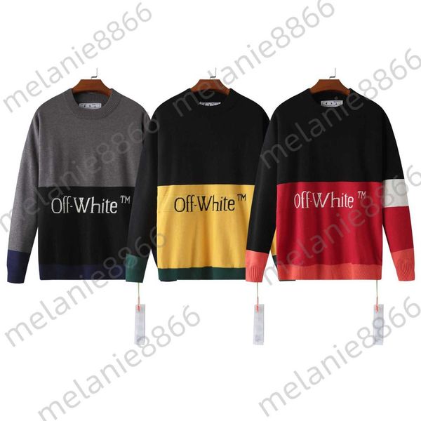 

chaopai off2020 color blocked letter printed crew neck sweater ow couple autumn and winter long sleeve sweater, White;black