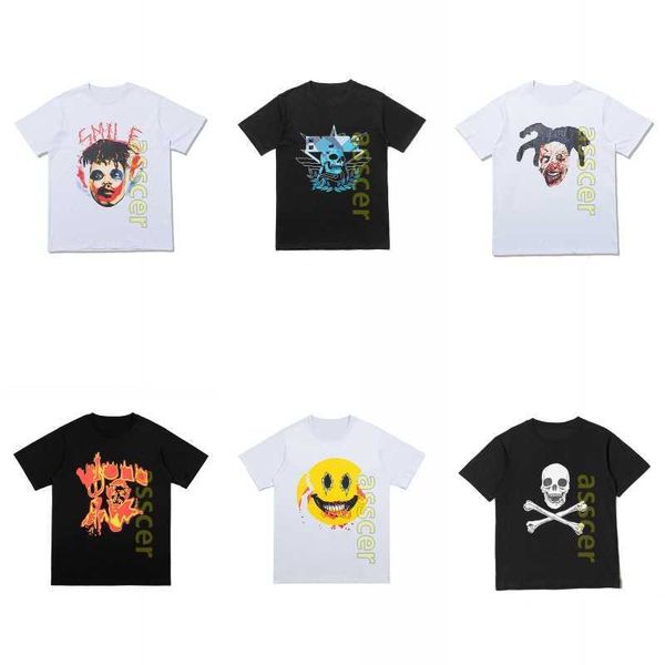 

famous mens t shirt women tees skull printed t-shirts hip hop short sleeve cotton summer t shirt round neck polos size s-xl, White;black