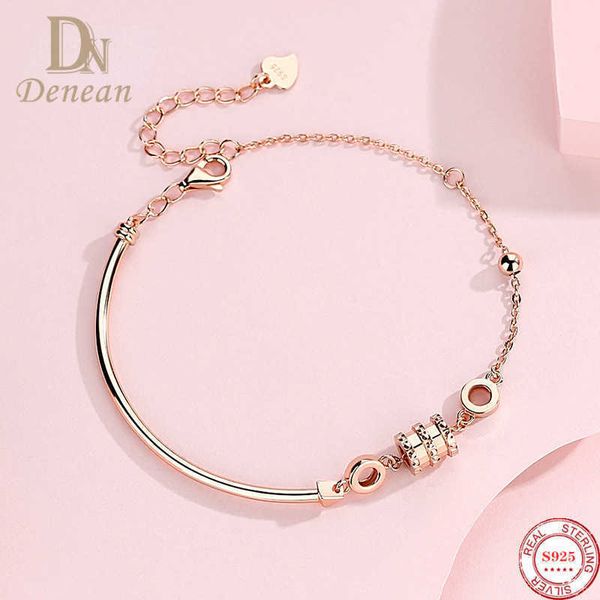 

beaded strands denean sterling silver 925 small waist bracelets double loop connection bead chain charm bangles for women jewelry l221012, Black