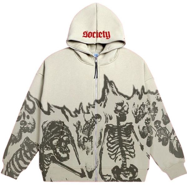 

hoodies men anime skull women vintage gothic long sleeve streetwear loose coats harajuku letter oversized hooded sweatshirts, Black