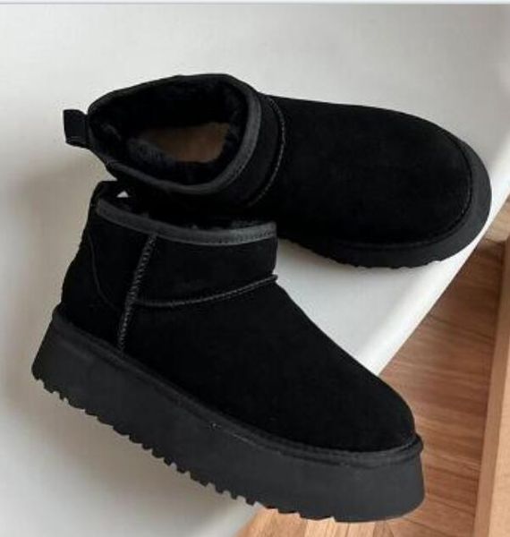 

women's platforms boots women fashion thick bottom winter platforms shoes, Black