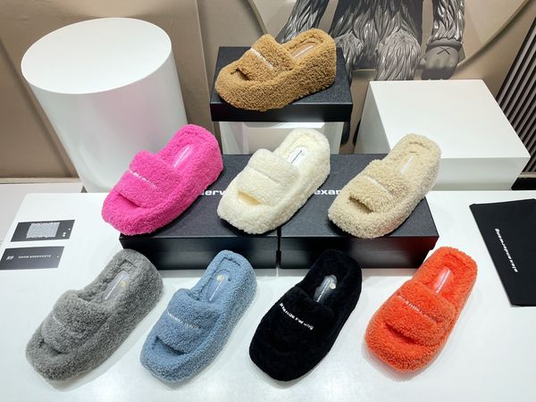 

designer women sandal slippers fluffy shoes fur fuzzy pantoufle womens soft slides slipper luxury trainers runners mules, Black