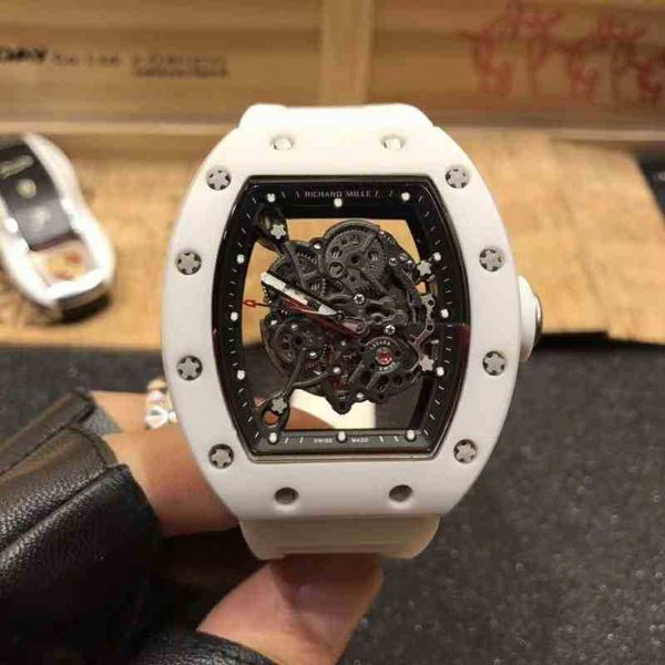 

luxury mens mechanics watches richa wristwatch wine barrel watch mill r rm055 series 2824 automatic mechanical white pottery tape men's