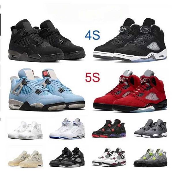 

woman mens jumpman 4s basketball shoes 5s 4 5 black cat raging bull oreo university blue bred cement sail mens trainers sneakers
