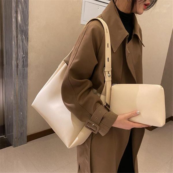 

evening bags female travel 2 sets casual tote pu leather underarm shoulder bag for women fashion designer luxury lady brand