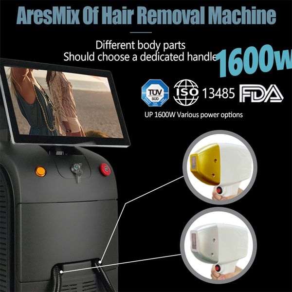 

dual handle 1600w laser ice titanium diodolaser 755 808 1064nm diode laser hair removal machine price dk20, Black