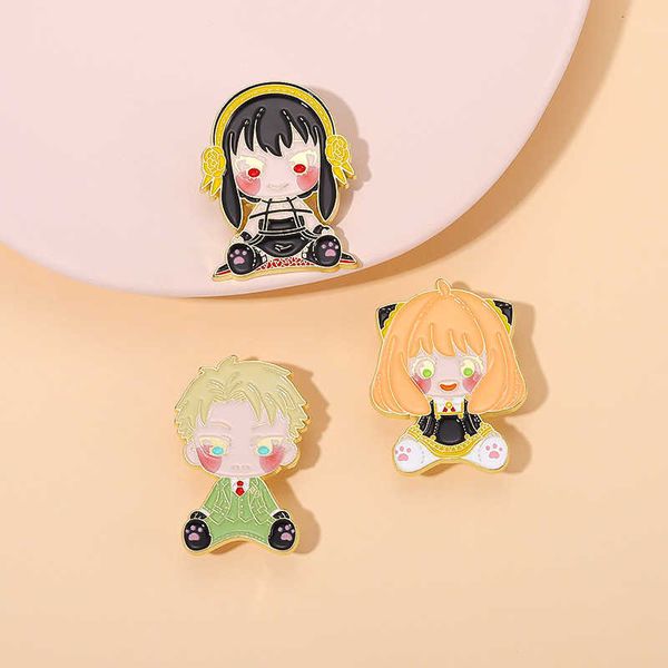 

brooches japanese animation anime cartoon girl character spy paint baking alloy clothes bag accessories button, Gray