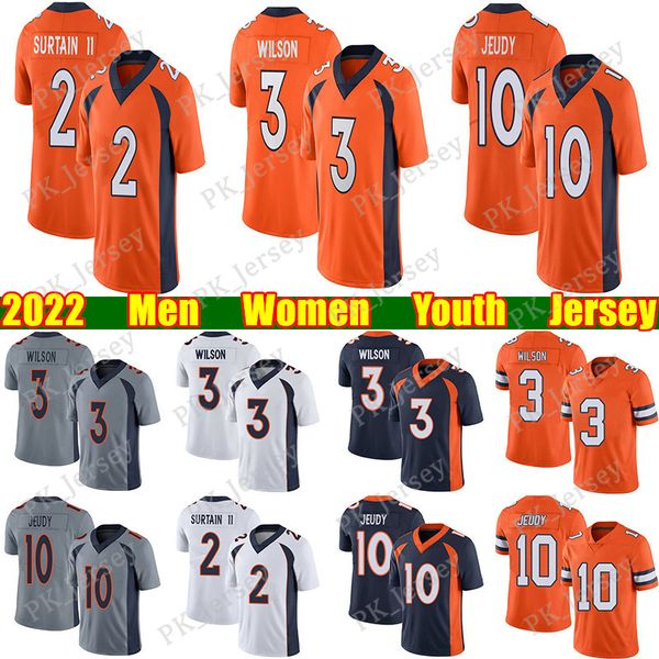 

fans tees 3 russell wilson 10 jerry jeudy football jersey patrick surtain ii justin simmons javonte williams john elway bradley chubb sutto, Black