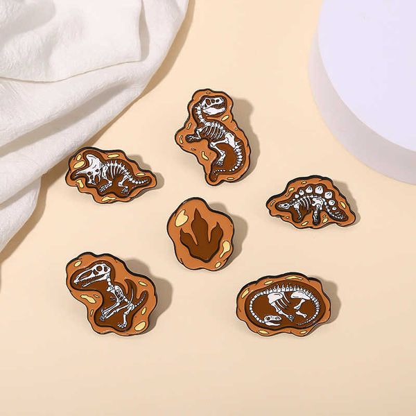 

badge dinosaur fossil series amber brooch trinkets coat sweater irregular decorative pin accessories, Gray