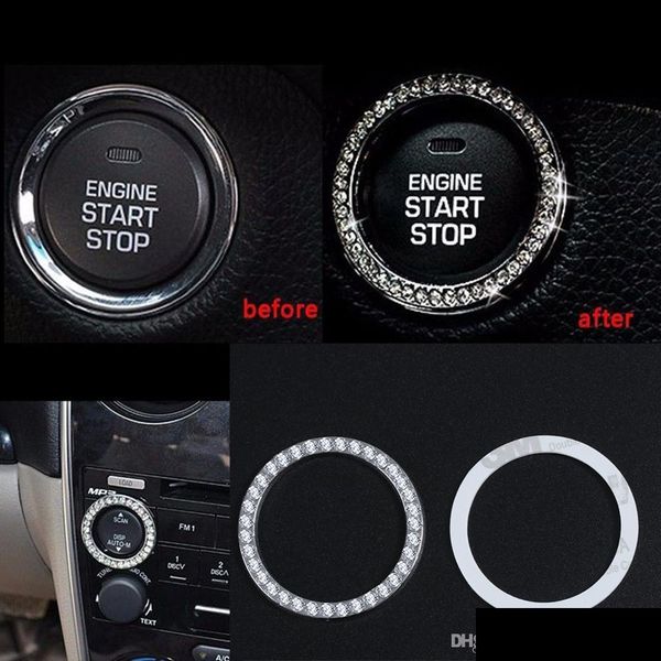

interior decorations 10pc new arrivals car suv bling decorative accessories button start switch sier diamond ring drop delivery 2022 dhi0n