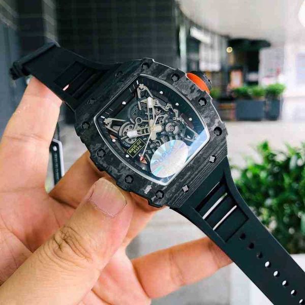 

business men's automatic mechanical barrel mill r watch fashion trend leisure carbon fiber luminous richa watch