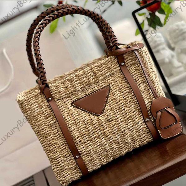 

straw tote beach bag shoulder handbag brand designer leather wallet quality crossbody for women classic famous brand shopping purses 220814