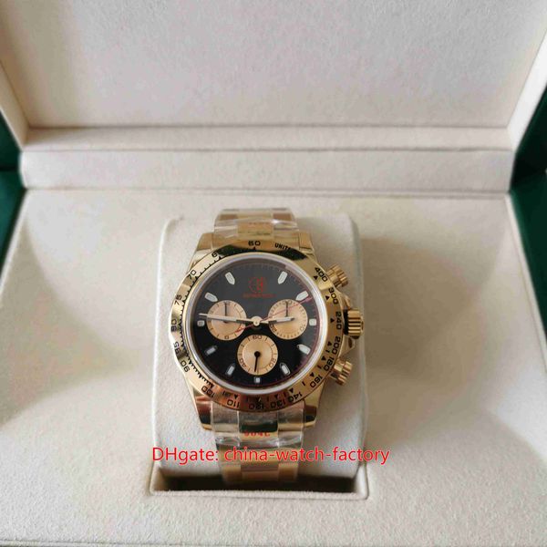

k6 factory mens watch ultra-thin 40mm x 12.5mm cosmograph 116508-0009 18k yellow gold watches chronograph eta 7750 movement mechanical autom, Slivery;brown