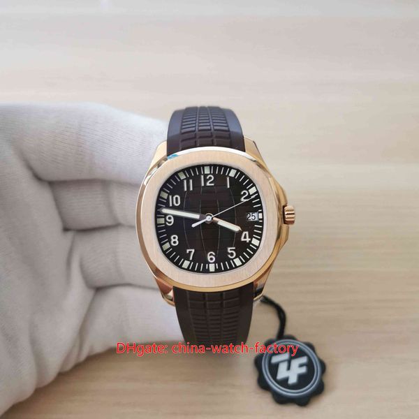 

zf maker mens watch super quality 40mm aquanaut 5167 18k rose gold brown rubber bands watches cal.324sc movement transparent mechanical auto, Slivery;brown