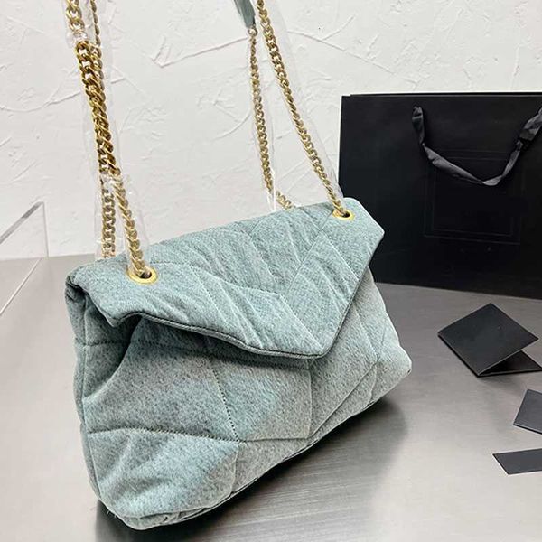 

denim crossbody bag women cloud handbag flap chain shoulder bags thread purse fashion letter gold metal sequin magnetic buckle wallets